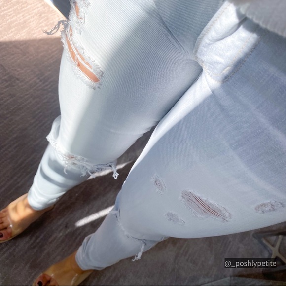 American Eagle light grey ripped  mid-rise jegging ankle - Picture 8 of 16